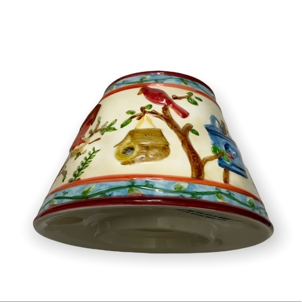 Candle Jar Shade Large Birdhouses Birds Flowers For Yankee Candles Ceramic - Picture 5 of 16